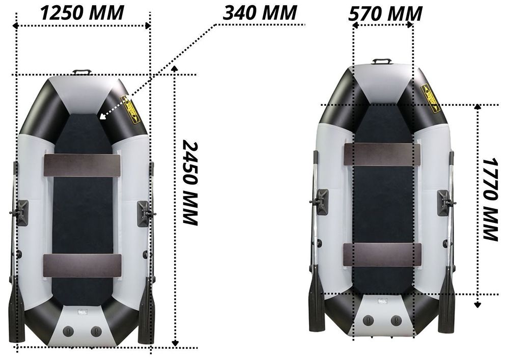 Лодка ПВХ Лодки Поволжья S-245 размеры