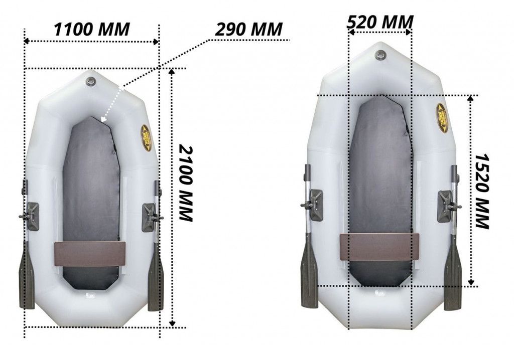 Лодка ПВХ Лодки Поволжья R-210 размеры